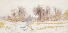 Thomas Mower Martin, Winter Landscape with Thawing Creek, watercolour on paper