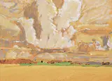Robert F.M. McInnis, North of Provost, Uncut Wheat Field, 1987, oil on wood board