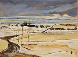 Robert F.M. McInnis, View from Gull Lake, Sask., 1984, oil on canvas board