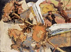 Gabor L. Nagy, Still Life with the Sower, 1985, oil on paper board