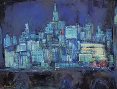 Elias Newman, Untitled - Abstract Skyline, pastel on paper