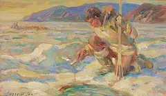 Adam Sherriff Scott, Untitled - Ice Fishing, oil on canvas
