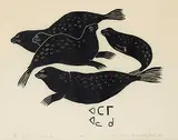 Adami Alaku, Seals #30/30, 1962, stonecut on paper