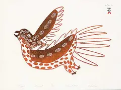 Pitseolak Ashoona, Ahiggik #13/50, 1978, colour stonecut on paper