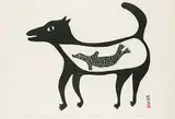 Kingmeata Etidlooie, Dog Dreams of Seal #22/50, 1976, colour stonecut on paper