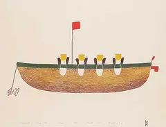 Sheojuk Etidlooie, Ummiakuta [Long Boat] #36/50, 1997, colour stonecut on paper