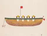 Sheojuk Etidlooie, Ummiakuta [Long Boat] #36/50, 1997, colour stonecut on paper