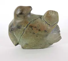 Joanassie Igiu, Untitled - Stretching Bird, green stone carving