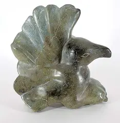 Joanassie Igiu, Untitled - Bird Transformation, green and black stone carving