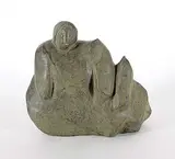 Tuna Iquliq, Kneeling Figure, grey stone carving