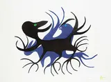 Myra Kukiiyaut, Spirit of the Hawk #4/14, 1975, colour stonecut and stencil on paper