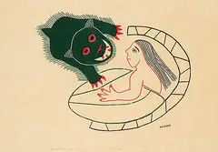 Nightmare #36/50 by Helen Kalvak, 1972, colour stonecut on paper, sold Sep 2021