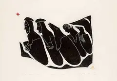 Under the Stars #45/50 by Helen Kalvak, 1968, colour stonecut on paper, sold Sep 2021