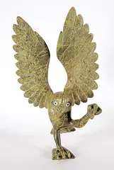 Shorty Killiktee, Untitled - Screaming Owl, 1996, green stone carving