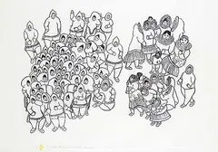 Hannah Kigusiuq, Celebration #37/50, 1970, stonecut on paper