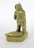 Pauloosie Lyta, Untitled - Hunter and Seal, green stone carving