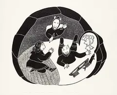 Agnes Nanogak, Shamen Turn to Scorpion Fish #11/50, 1986, stonecut and stencil on paper