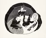 Agnes Nanogak, Shamen Turn to Scorpion Fish #11/50, 1986, stonecut and stencil on paper