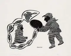Agnes Nanogak, Song #50/50, 1975, stonecut on paper