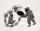 Agnes Nanogak, Song #50/50, 1975, stonecut on paper