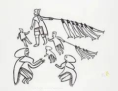Jessie Oonark, Drying Fish #23/50, 1970, colour stonecut on paper