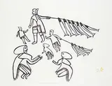 Jessie Oonark, Drying Fish #23/50, 1970, colour stonecut on paper