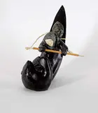 Tony Oqutaq, Hunter on Qajaaq, 2008, black stone carving