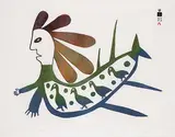 Anirnik Oshuitoq, Sea Spirit #39/50, 1970, colour stonecut on paper