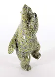 Isaaci Petaulassie, Untitled - Dancing Bear [Left Paw Up], green stone carving