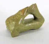 Peter Pitseolak, Seal Biting Tail, green stone carving
