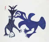 Pudlo Pudlat, Sea Goddess Held by Bird #31/50, 1961, stencil on paper