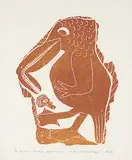 Leah Qumaluk, Untitled - The Big Bird #7/30, 1968, stonecut on paper