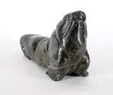 Levi Qumaluk, Untitled - Big Walrus, 1981, black stone carving