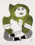Pauta Saila, Man with Child #41/50, 1967, colour stonecut on paper