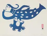 Sakiassie Ragee, Sea Goddess Feeding Young #50/50, 1961, stonecut on paper