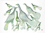 Eliyakota Samualie, Field on Birds #16/50, 1978, colour stonecut and stencil on paper