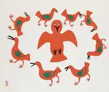 Keeleemeeoomee Samualie, Bird Walk #10/50, 1976, colour stonecut and stencil on paper