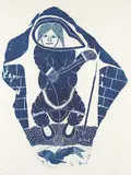 Allie Kanayuk, Untitled - Ice Fishing #5/30, 1965, stonecut on paper
