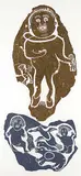 Annie Mikpiga, The Giant #30/30, 1964, colour stonecut on paper