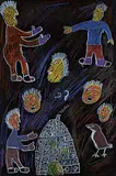 Lucy Tutsweetok Tasseor, Untitled - Around the Igloo, pastel on paper