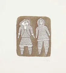Jamasie Teevee, Young Couple #9/25, 1982, etching on paper