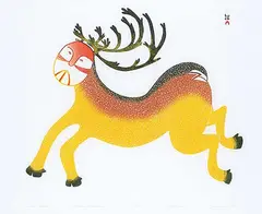 Ningeokuluk Teevee, Cariboo Spirit #34/50, 2007, colour stonecut and stencil on paper