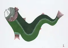 Ningeokuluk Teevee, Arnallu #34/50, 2007, colour stonecut on paper