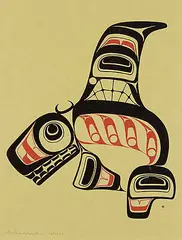 Killer Whale #156/300 by Robert Davidson, 1970, colour silkscreen on paper, sold Sep 2021