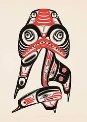Dogfish Mother #142/199 by Robert Davidson, 1980, colour silkscreen on paper, sold Sep 2021