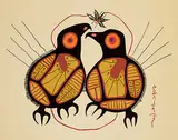 Norval Morrisseau, Untitled - Two Birds, colour silkscreen on paper