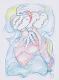 Daphne Odjig, Close Friends, 2015, coloured pencil on paper