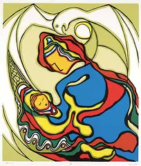 Daphne Odjig, Genesis #A/P, 1976, colour silkscreen on paper