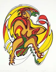 Daphne Odjig, Thunderbird Woman #5/48, 1973, colour silkscreen on paper