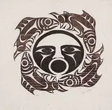 Susan A. Sparrow Point, Untitled - The Moon and Salmon #17/20, 1990, colour wood block on paper